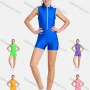 Wholesale Women's Sporty High Stretchy Mock Neck Sleeveless Zipper Colorblock Romper preview