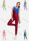 Wholesale Women's Sporty High Stretchy Crew Neck Sleeveless Colorblock Jumpsuit - Liuhuamall