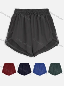 Wholesale Women's Sporty Plain Mesh Drawstring Shorts QYN-2024#, LIUHUA CLOTHING WHOLESALE