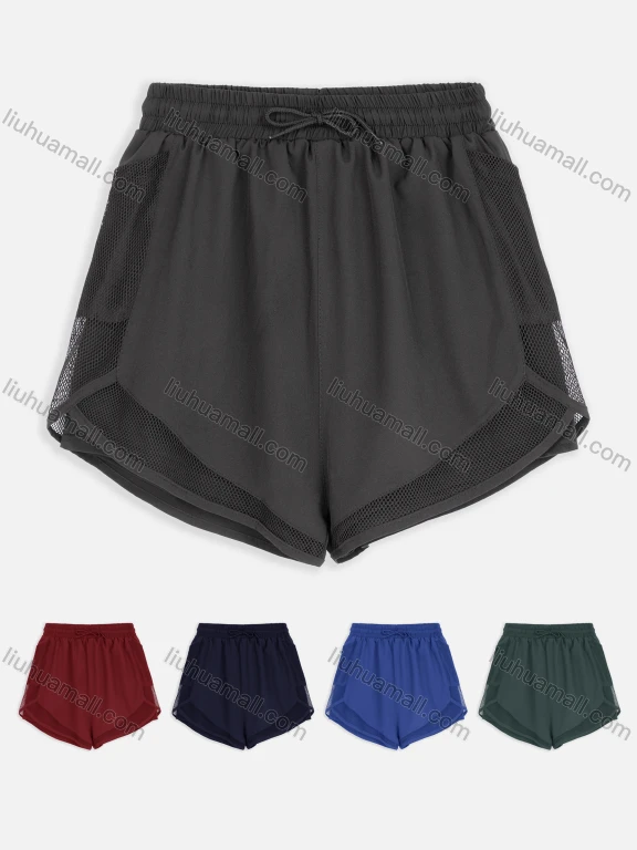 Wholesale Women's Sporty Plain Mesh Drawstring Shorts QYN-2024#