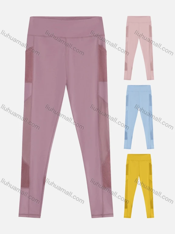 Wholesale Women's Athletic Mesh Splicing High Waist Breathable Ankle Length Pants 26466#
