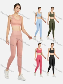 Wholesale Women's Athletic Plain Breathable Stretchy Sporty Bra 2-piece Set, LIUHUA CLOTHING WHOLESALE