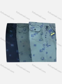 Wholesale Men's Drawstring Flap Pockets Allover Print Elastic Waist Shorts 569#, LIUHUA CLOTHING WHOLESALE