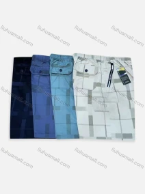 Wholesale Men's Drawstring Zipper Pockets Striped Print Elastic Waist Shorts 579#, LIUHUA CLOTHING WHOLESALE