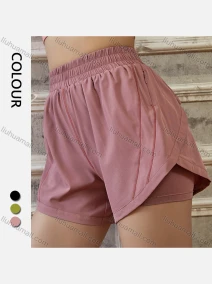 Wholesale Women's Sporty Elastic Waist Breathable Quick Dry Fake 2-piece Shorts, LIUHUA CLOTHING WHOLESALE