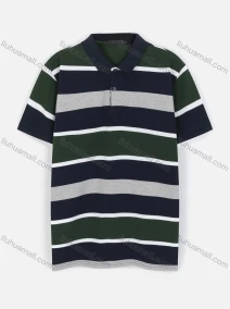 Wholesale Men's Casual Short Sleeve Striped Button Polo Shirt, LIUHUA CLOTHING WHOLESALE