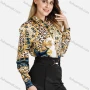 Wholesale Women's Fall Button Front Leopard&Vintage Print Long Sleeve Shirt preview