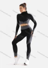 Wholesale Women's 2 Piece Colorblock Workout Outfits Sports Long Sleeve Top Seamless Leggings Yoga Gym Activewear Set AB31# - Liuhuamall