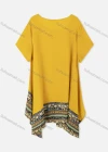 Wholesale Woman's Linen Scoop Neck Short Sleeve Top Tribal Splicing Tunic 3023# - Liuhuamall