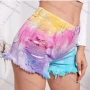 Wholesale Women's Tie Dye Frayed Raw Hem Denim Shorts preview