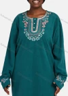 Wholesale Women's Vintage Crew Neck Button Front Long Sleeve Paisley Embroidery Pattern Maxi Nightgown - Liuhuamall