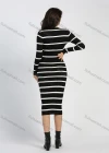 Wholesale Women's Rib-Knit Striped Sweater Midi Cami Dress With Cardigan - Liuhuamall