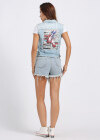 Wholesale Women's Casual Collared Washed Distressed Flap Pockets Ripped Button Down Crop Denim Vest Jacket - Liuhuamall