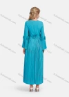 Wholesale Women's Elegant Elegant Bell Sleeve Appliques Accordion Pleated Maxi Dress - Liuhuamall