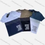 Wholesale Men's Casual Round Neck Short Sleeve Colorblock Letter Print Striped T-Shirt preview