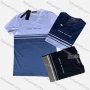 Wholesale Men's Casual V Neck Short Sleeve Striped Letter Colorblock Print T-Shirt preview