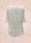 Wholesale Women's Casual Pin Dot Floral Embroidery Tie Neck Cold Shoulder Blouse - Liuhuamall