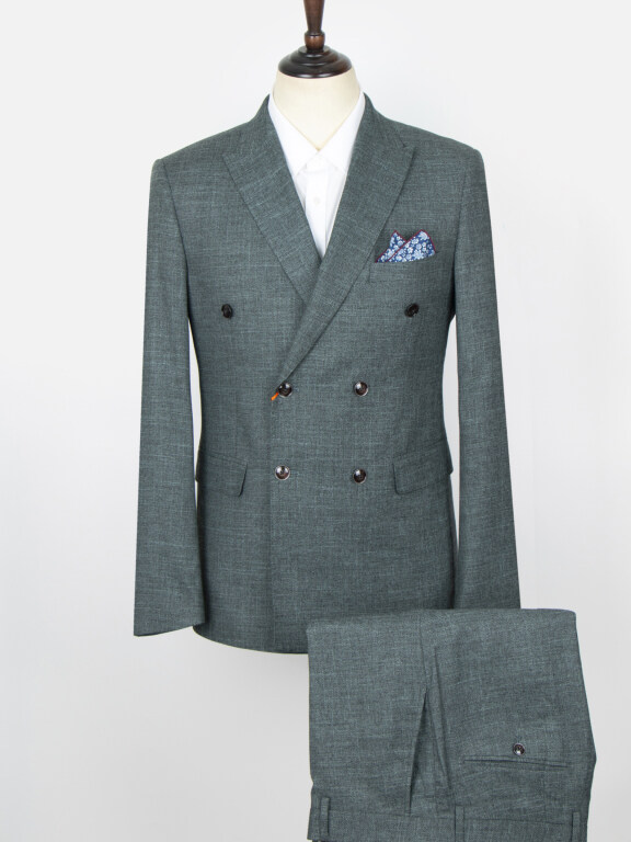 Men's Formal Plain Double Breasted Flap Pockets Slim Fit Blazer & Suit Pants 2-Piece Suit Sets GF220312-1#, Clothing Wholesale Market -LIUHUA, MEN, Suits-Blazers