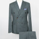 Men's Formal Plain Double Breasted Flap Pockets Slim Fit Blazer & Suit Pants 2-Piece Suit Sets GF220312-1# Gray Green Clothing Wholesale Market -LIUHUA