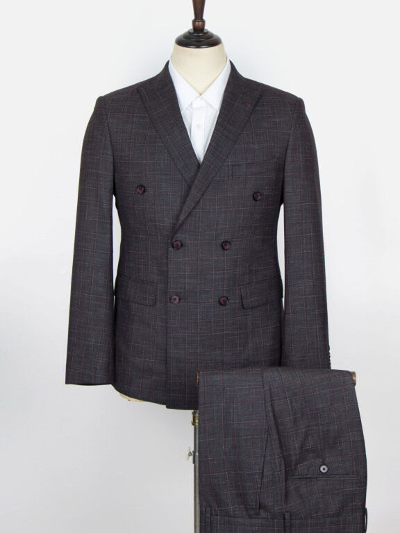 Men's Formal Plaid Print Flap Pockets Double Breasted Blazer & Suit Pants 2-Piece Suit Sets OG2205-D2473-27#, Clothing Wholesale Market -LIUHUA, MEN, Suit-Blazer
