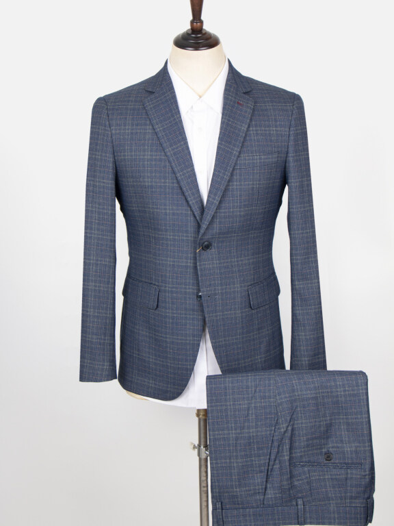 Men's Formal Plaid Two Buttons Flap Pockets Blazer & Suit Pants 2-Piece Suit Sets SD220331S-3#, Clothing Wholesale Market -LIUHUA, MEN, Suit-Blazer