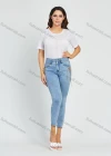 Wholesale Women's High Waist Raw Hem Distressed Cropped Skinny Jean - Liuhuamall