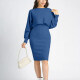 Women's Casual 2-Piece Plain Round Neck Long Sleeve Crop Top & Bodycon Dress Sets 652# Clothing Wholesale Market -LIUHUA