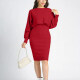 Women's Casual 2-Piece Plain Round Neck Long Sleeve Crop Top & Bodycon Dress Sets B717# Clothing Wholesale Market -LIUHUA