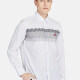 Men's Casual Collared Long Sleeve Button Down Wave Print Shirt P001-2# White Clothing Wholesale Market -LIUHUA