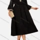 Wholesale Women's Casual Embroidery V Neck Long Sleeve Ruffle Hem Midi Kaftan Black Clothing Wholesale Market Liuhua
