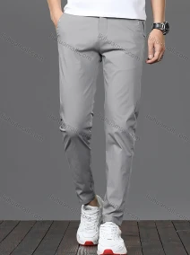 Wholesale Men's Casual Button Closure Plain Straight Leg Pants, LIUHUA CLOTHING WHOLESALE