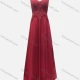 Wholesale Women's Glamorous Plain V Neck Appliques Lace Pearl Decor Splicing Maxi Bridesmaid Dress K068# Red Clothing Wholesale Market Liuhua
