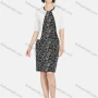 Wholesale Women's Casual Lace Sleeve Jacquard Dress & Plain Cardigan Set preview