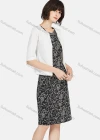 Wholesale Women's Casual Lace Sleeve Jacquard Dress & Plain Cardigan Set - Liuhuamall