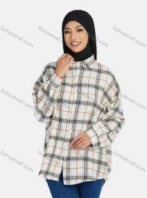 Wholesale Women's Casual Plaid Print Button Down Shirt Without Hijab, LIUHUA CLOTHING WHOLESALE