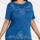 Wholesale Women's Elegant Round Neck Floral Embroidery Short Sleeve T-Shirt 15# Clothing Wholesale Market Liuhua