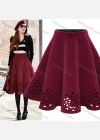 Wholesale Women's Casual High Waist Ruffle Hem Hollow Out Skirts - Liuhuamall