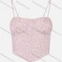 Wholesale Women's Casual Spaghetti Strap Floral Print Shirred Side Ruched Bandana Hem Cami Tops preview