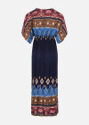 Wholesale Women's Folkloric Short Sleeve V-Neck Vintage Print Maxi Dress - Liuhuamall