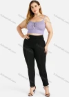 Wholesale Women's Plus Size Spaghetti Strap Plain Ruched Crop Camisole Top - Liuhuamall