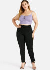 Wholesale Women's Plus Size Spaghetti Strap Plain Ruched Crop Camisole Top - Liuhuamall