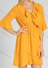 Wholesale Women's V-Neck Ruffle Trim Trumpet Sleeve Casual Wrap Hem Short Dress - Liuhuamall