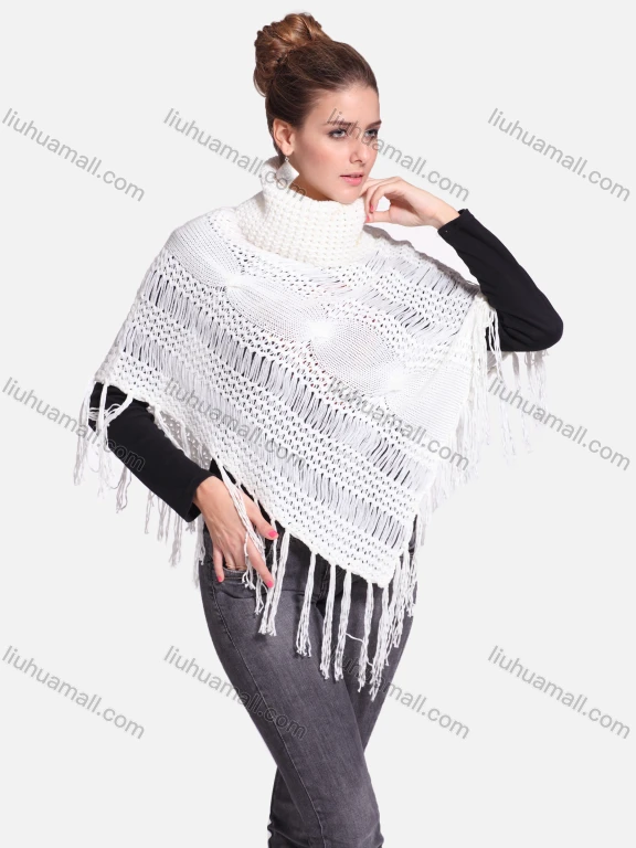 Wholesale Woman's Casual Plain Print Knitted Fabric Turtleneck Neck Shawl 6150#