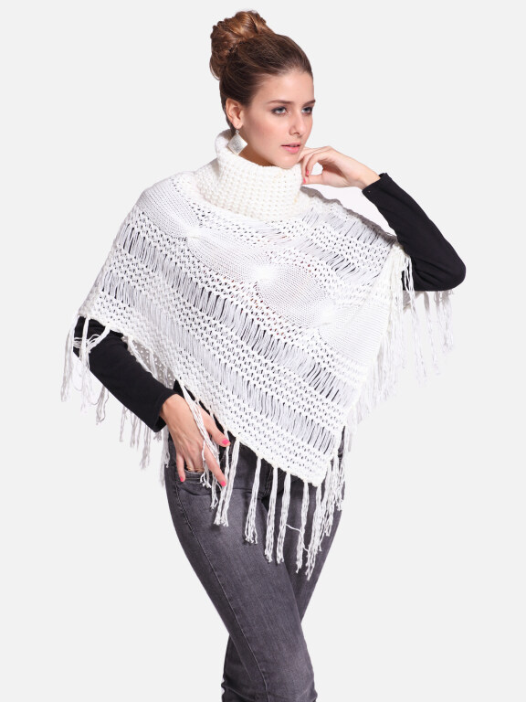 Woman's Casual Plain Print Knitted Fabric Turtleneck Neck Shawl 6150#, Clothing Wholesale Market -LIUHUA, 