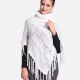 Woman's Casual Plain Print Knitted Fabric Turtleneck Neck Shawl 8843# White Clothing Wholesale Market -LIUHUA