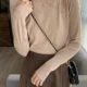 Wholesale Women's Casual Plain Turtleneck Long Sleeve Sweater Tops 8013# Almond White Clothing Wholesale Market Liuhua