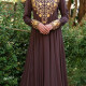 Women's Elegant Islamic Muslim Floral Print Long Sleeve Embroidery Maxi Dress Red Clothing Wholesale Market -LIUHUA