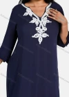 Wholesale Women's Plus Size Elegant V Neck 3/4 Sleeve Embroidery Knee Length Dress - Liuhuamall