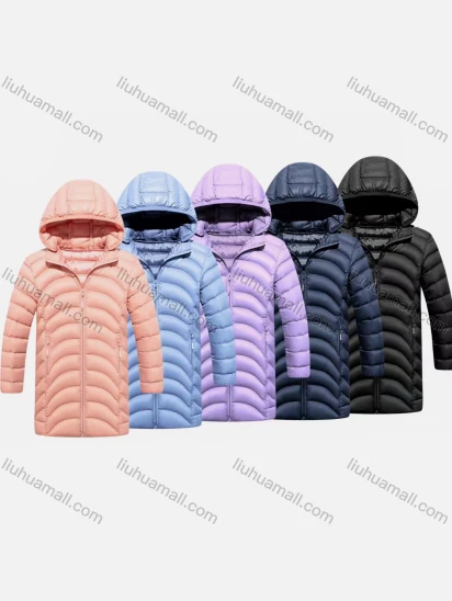 Wholesale Kids Hooded Casual Long Sleeve Zipper Pocket Thermal Puffer Jacket