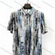 Wholesale In Stock Men's Slim Fit Short Sleeve Abstract Print Shirt | Blue Gray Pattern Casual Button - Down Shirt Blue Clothing Wholesale Market Liuhua